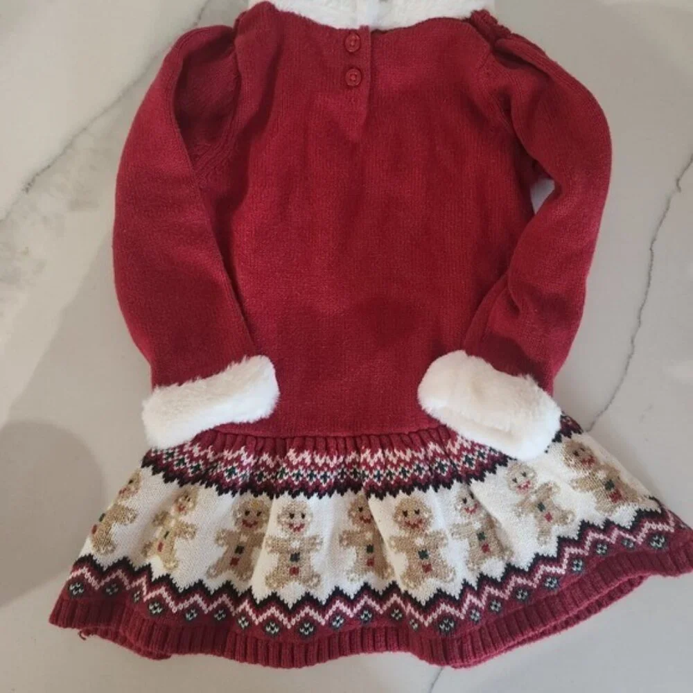 Gymboree‎ Red Gingerbread Man Sweater Dress Baby Girls 12 18 Months